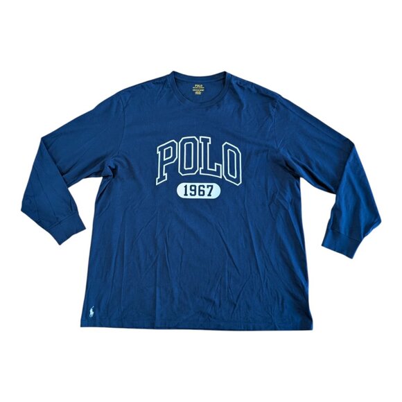 Polo Ralph Lauren Men's Long Sleeve Crew Neck Graphic Shirt Blue 2XB Big & Tall - Picture 1 of 9